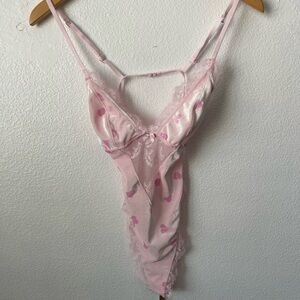 SKIMS x Lana Del Rey VALENTINE VELVET LACE TEDDY Cherry Blossom Heart Breaker